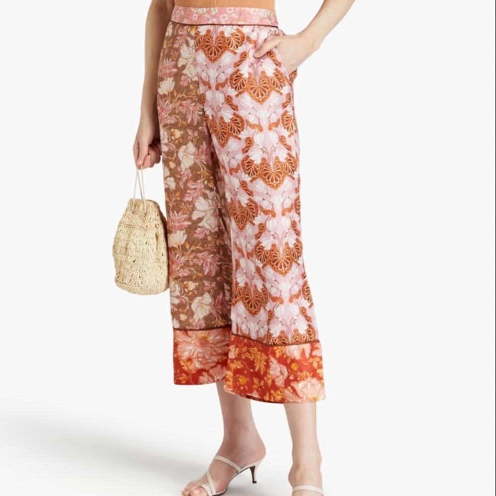 Zimmermann Cropped Printed Silk-Twill Pants